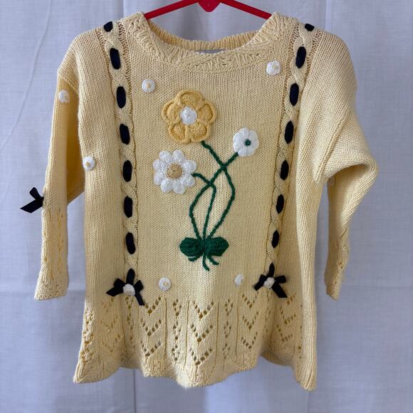 Hartstrings Vintage Floral Crochet Sweater Girls Size 2T - Picture 1 of 6